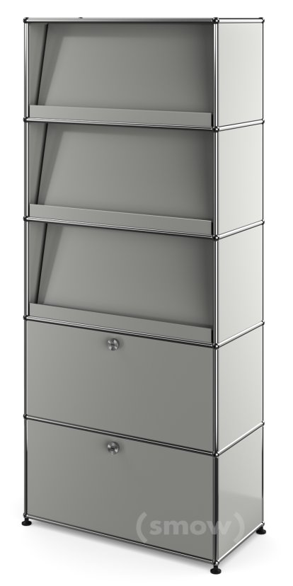 Étagère USM Haller avec 3 présentoirs inclinés, Gris clair RAL 7035