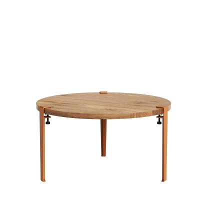Table basse Brooklyn Tiptoe, Chêne ancien recyclé, Rouge tangerine