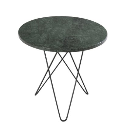 Tall Mini O Table, Vert Indio, Acier thermolaqué noir