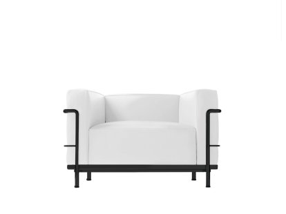 3 Fauteuil Grand Confort, grand modèle, Laqué noir mat, Cuir Scozia, Blanc