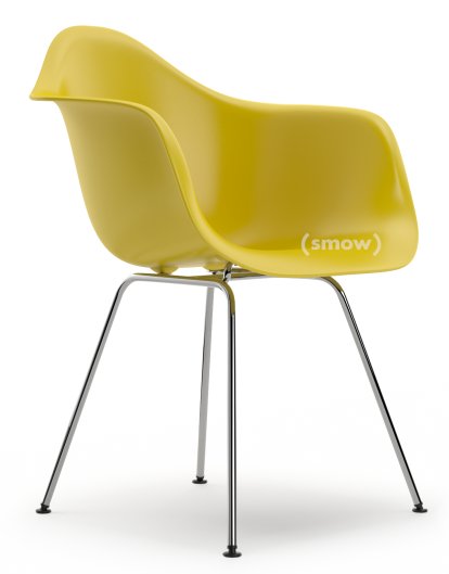 Eames Plastic Armchair RE DAX, Moutarde, Sans rembourrage, Sans rembourrage, Version standard - 43 cm, Chromé