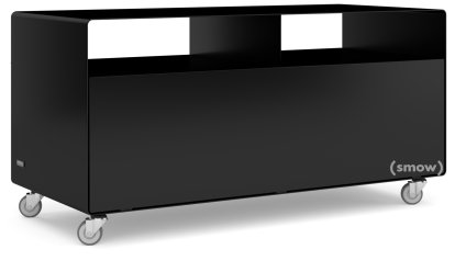 Meuble TV R 108, Noir profond (RAL 9005), Roulettes industrielles