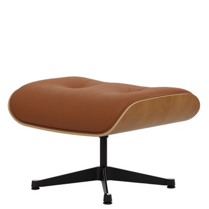 Eames Lounge Chair Ottoman, Cerisier naturel, Cuir Premium F cognac, Aluminium poli, côtés noirs