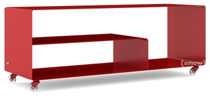 Sideboard R 111, Monochrome, Rouge rubis (RAL 3003), Roulettes transparentes