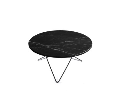 O Table, Noir Marquina, Acier thermolaqué noir