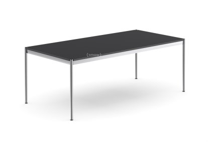 Table USM Haller, 200 x 100 cm, Linoleum, Nero