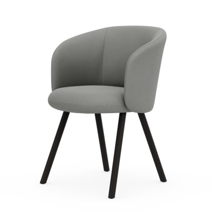 Fauteuil Mikado, Chêne foncé, Plano, Blanc crème / gris sierra, Patins pour tapis