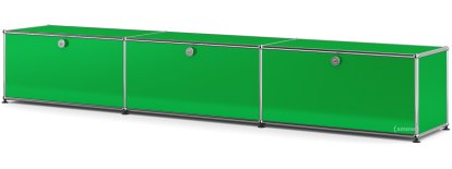 Meuble bas Lowboard XL USM Haller, personnalisable, Vert USM, Avec 3 portes abattantes, 35 cm