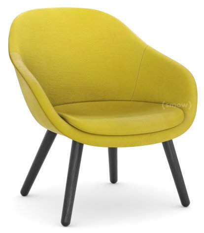 Fauteuil About A Lounge Chair Low AAL 82, Hallingdal 420 - jaune, Chêne laqué noir, Avec coussin d'assise