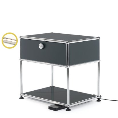 Table de chevet USM Haller E avec variateur de lumière, Anthracite RAL 7016
