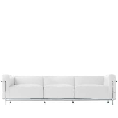 3 Fauteuil Grand Confort, grand modèle, trois places, Chromé, Cuir Scozia, Blanc