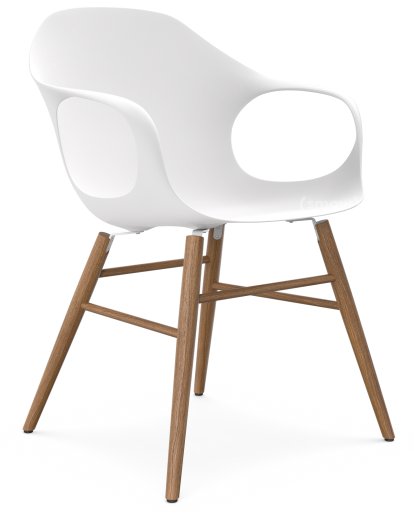 Chaise Elephant Wood, Blanc, Chêne teinté couleur noyer