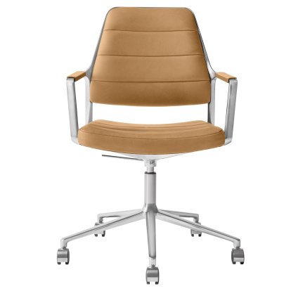 Chaise pivotante Swivel 455+, Piétement à roulettes, Cuir chameau