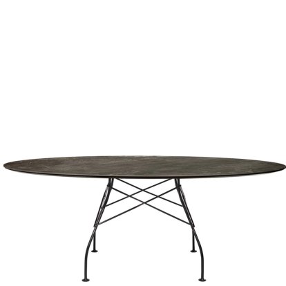 Table Glossy, Oval 192 x 118 cm, noir, Aged Bronze
