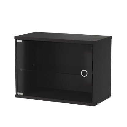 Élément de meuble système String avec porte en verre, Placage frêne noir