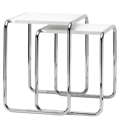 Ensemble de tables d'appoint B 9 a + b, Frêne laqué blanc