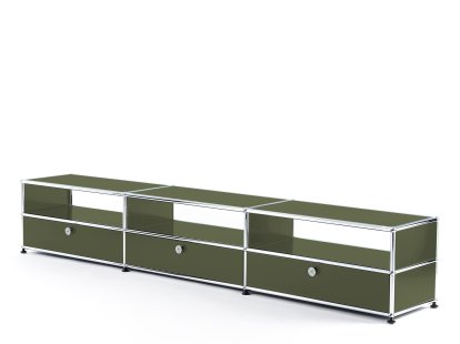 Meuble Hi-Fi bas Lowboard USM Haller, Vert olive RAL 6003