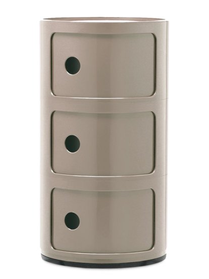 Conteneur d'appoint Componibili 3 tiroirs rond, Gris pigeon