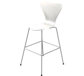 Série 7 chaise de bar 3187/3197, 76 cm, Laqué, Blanc