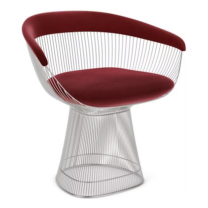 Fauteuil Platner, Knoll Velvet, Flamenco
