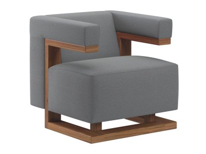 Fauteuil Gropius F51, Tissu Cavalerie, Gris argent, Noyer