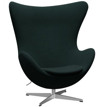 Fauteuil Egg (Oeuf), Christianshavn, Christianshavn 1161 - Vert foncé, Aluminium satiné et poli, Sans repose-pied