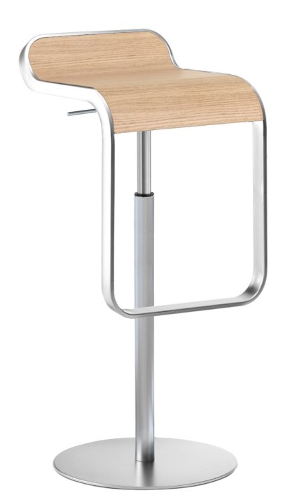 Tabouret LEM, 66-79 cm, Chêne blanchi / chromé mat