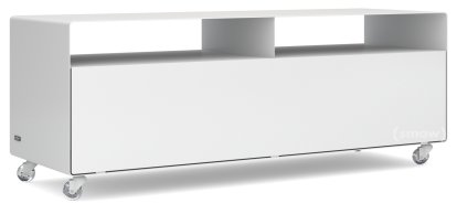 Meuble TV R 109, Monochrome, Blanc de sécurité (RAL 9003), Roulettes transparentes