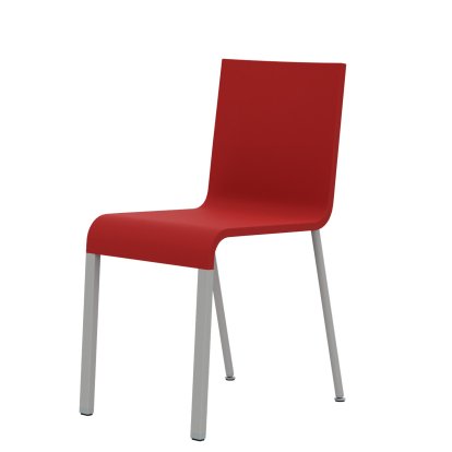Chaise .03, Non-empilable, Pieds thermolaqué argent lisse, Sans accotoirs, Rouge vif