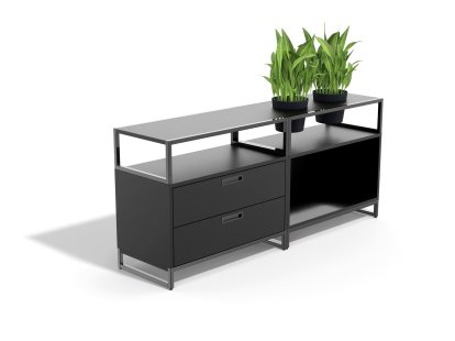 M1 Sideboard à plantes, Version 2 (H 70 x L 160 cm), Noir