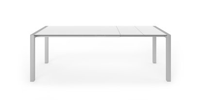 Table extensible Sushi, Stratifié blanc, L 150-224 x l 90 cm, Aluminium andoisé