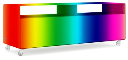 Meuble TV R 109, Monochrome, Couleur au choix (RAL Metallic), Roulettes transparentes