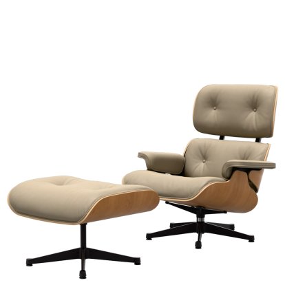 Eames Lounge Chair & Ottoman - édition Natural, Cerisier, naturel, cuir Natural F, dark sand, Poli, côté noir