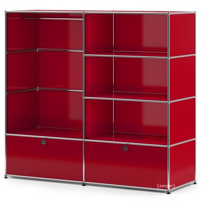 Penderie USM Haller L avec tringle, Rouge rubis USM