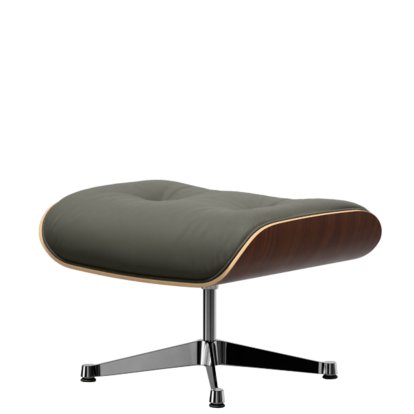 Eames Lounge Chair Ottoman, Noyer foncé, Cuir Premium F gris umbra, Aluminium poli