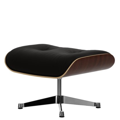 Eames Lounge Chair Ottoman, Noyer foncé, Cuir Premium F chocolate, Aluminium poli