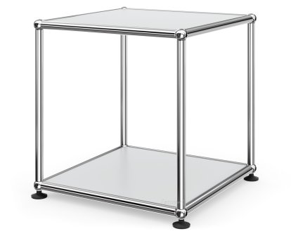 Table d'appoint 35 USM Haller, Panneaux inférieur et supérieur en métal, Argent mat USM