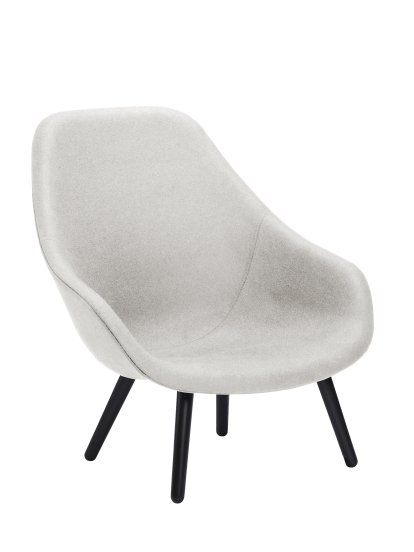 Fauteuil About A Lounge Chair High AAL 92, Divina Melange 120 - gris clair, Chêne laqué noir, Sans coussin d'assise