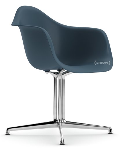 Eames Plastic Armchair DAL, Bleu océan, Sans rembourrage, Sans rembourrage, Aluminium poli, Nouvelle hauteur d'assise (43,0 cm)