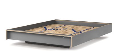 Lit Flai, 160 x 200, Sans tête de lit, CPL anthracite, avec sommier