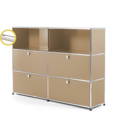 USM Haller E Highboard L avec éclairage du compartiment, Beige USM, Blanche froide