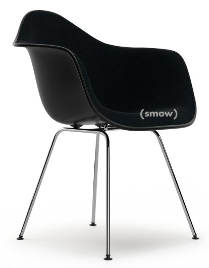 Eames Plastic Armchair DAX, Noir profond  , Rembourrage intégral, Nero, Version standard - 43 cm, Chromé