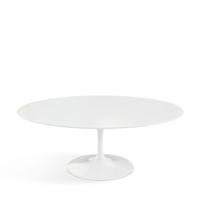 Table basse ovale Saarinen, Blanc, Stratifié blanc
