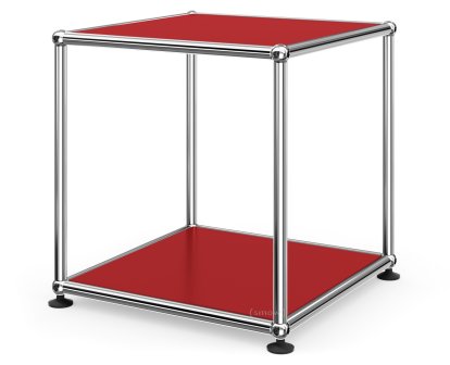 Table d'appoint 35 USM Haller, Panneaux inférieur et supérieur en métal, Rouge rubis USM