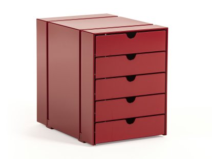 Lot de casiers C4 Inos pour étagère USM Haller, Avec 5 plateaux, Rouge rubis USM