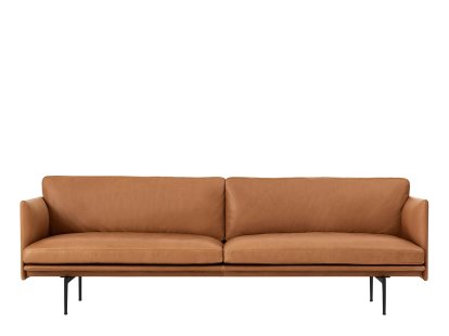 Canapé Outline , 3 places, Cuir cognac, Aluminium, noir