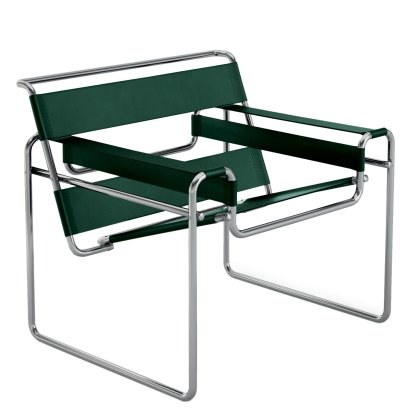 Fauteuil Wassily (B3), Chromé / Cuir de vache vert - 55ème anniversaire