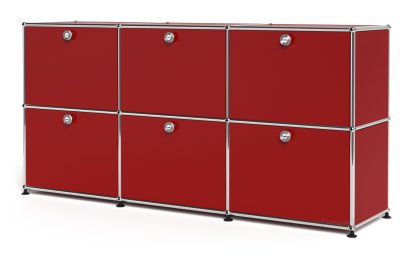 Meuble mixte Sideboard 50 USM Haller, personnalisable, Rouge rubis USM, Avec 3 portes abattantes, Avec 3 portes abattantes