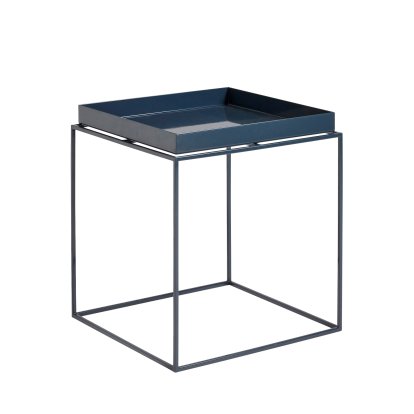 Table avec plateau Tray , H 40/44 x L 40 x P 40 cm, Bleu foncé - Haute brillance