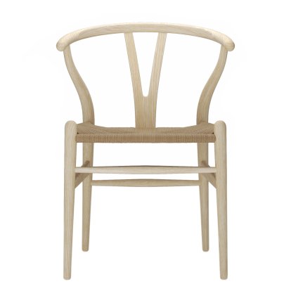 CH24 Wishbone Chair, Frêne huilé blanchi, Paillage naturel